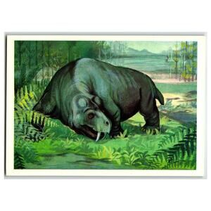 Rabidosaurus Prehistoric Animal Art Postcard 1979 Russian Paleo Chevereva